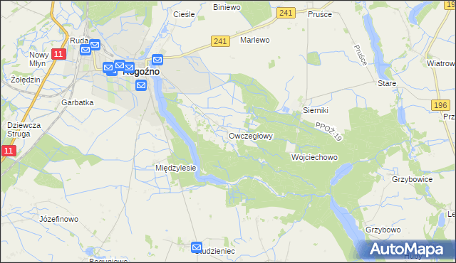 mapa Owczegłowy, Owczegłowy na mapie Targeo