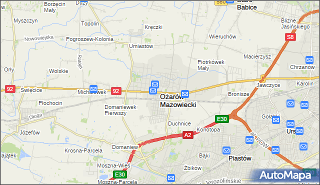 mapa Ożarów Mazowiecki, Ożarów Mazowiecki na mapie Targeo