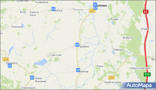 mapa Pączewo, Pączewo na mapie Targeo