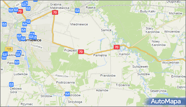 mapa Pamiętna, Pamiętna na mapie Targeo