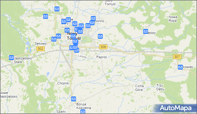mapa Paproć, Paproć na mapie Targeo