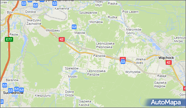 mapa Parszów, Parszów na mapie Targeo