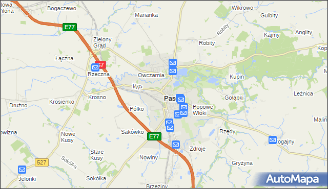 mapa Pasłęk, Pasłęk na mapie Targeo