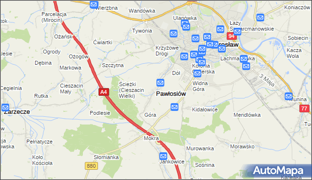 mapa Pawłosiów, Pawłosiów na mapie Targeo