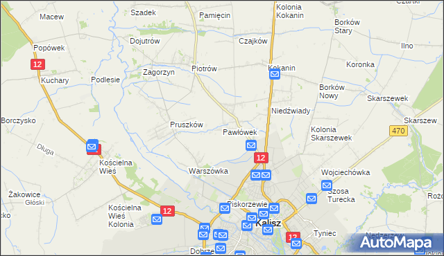 mapa Pawłówek gmina Blizanów, Pawłówek gmina Blizanów na mapie Targeo