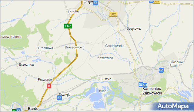 mapa Pawłowice gmina Ząbkowice Śląskie, Pawłowice gmina Ząbkowice Śląskie na mapie Targeo