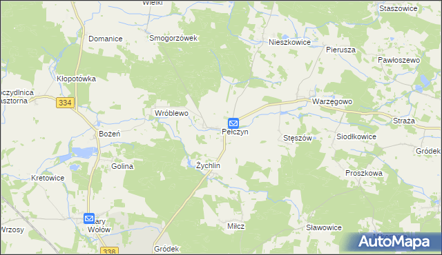mapa Pełczyn gmina Wołów, Pełczyn gmina Wołów na mapie Targeo
