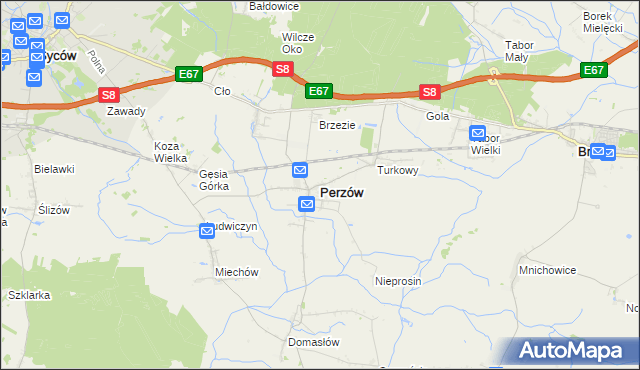 mapa Perzów, Perzów na mapie Targeo