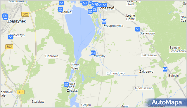 mapa Perzyny gmina Zbąszyń, Perzyny gmina Zbąszyń na mapie Targeo