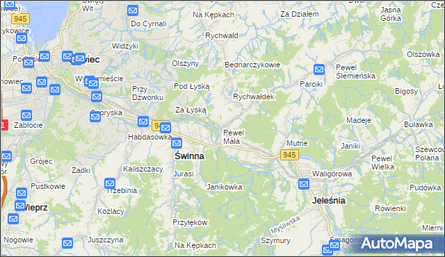 mapa Pewel Mała, Pewel Mała na mapie Targeo