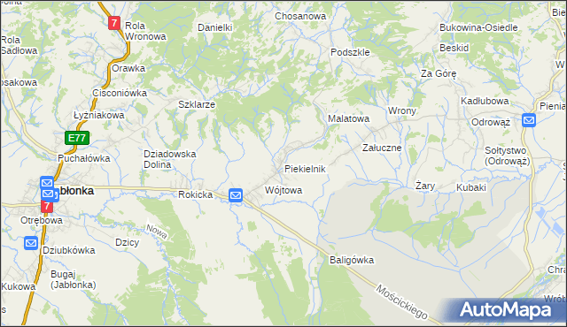 mapa Piekielnik, Piekielnik na mapie Targeo