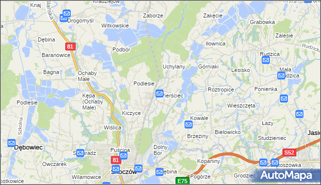 mapa Pierściec, Pierściec na mapie Targeo