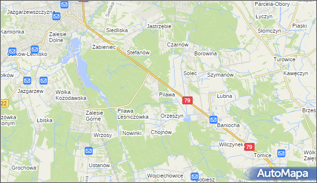mapa Pilawa gmina Piaseczno, Pilawa gmina Piaseczno na mapie Targeo
