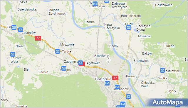 mapa Pilchów, Pilchów na mapie Targeo