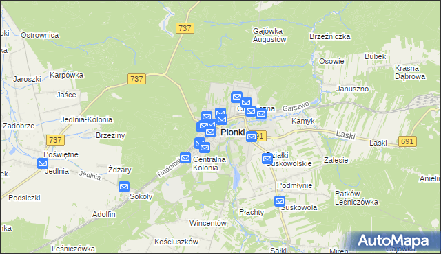 mapa Pionki, Pionki na mapie Targeo