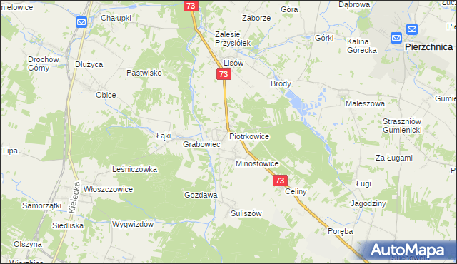 mapa Piotrkowice gmina Chmielnik, Piotrkowice gmina Chmielnik na mapie Targeo