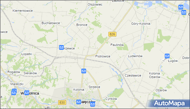 mapa Piotrowice gmina Nałęczów, Piotrowice gmina Nałęczów na mapie Targeo