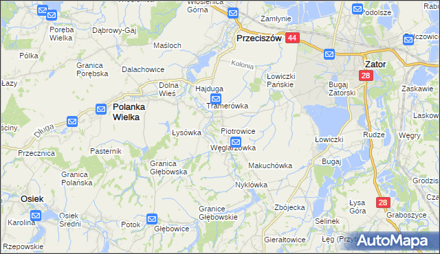mapa Piotrowice gmina Przeciszów, Piotrowice gmina Przeciszów na mapie Targeo