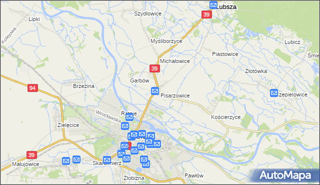 mapa Pisarzowice gmina Lubsza, Pisarzowice gmina Lubsza na mapie Targeo