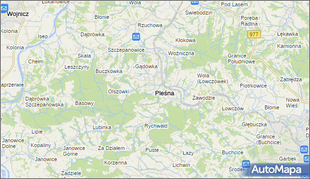 mapa Pleśna powiat tarnowski, Pleśna powiat tarnowski na mapie Targeo