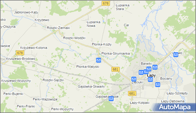 mapa Płonka Kościelna, Płonka Kościelna na mapie Targeo