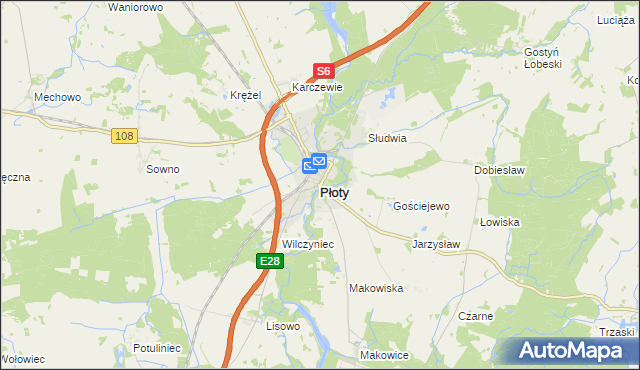 mapa Płoty powiat gryficki, Płoty powiat gryficki na mapie Targeo