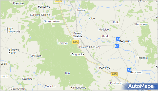 mapa Pniewo-Czeruchy, Pniewo-Czeruchy na mapie Targeo