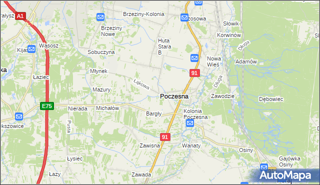 mapa Poczesna, Poczesna na mapie Targeo