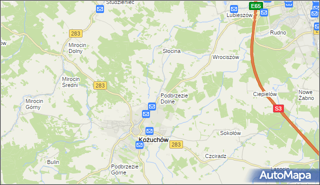 mapa Podbrzezie Dolne, Podbrzezie Dolne na mapie Targeo