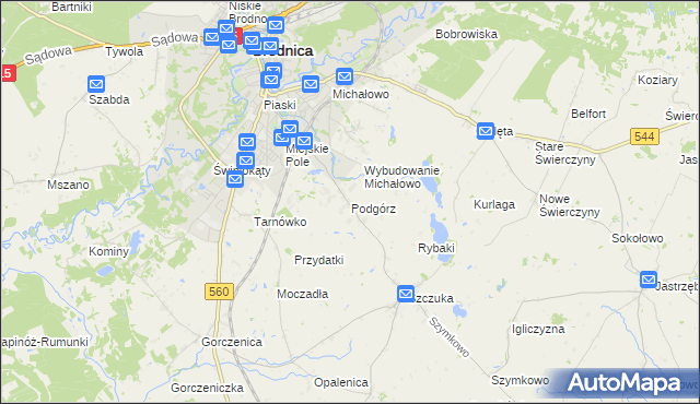 mapa Podgórz gmina Brodnica, Podgórz gmina Brodnica na mapie Targeo