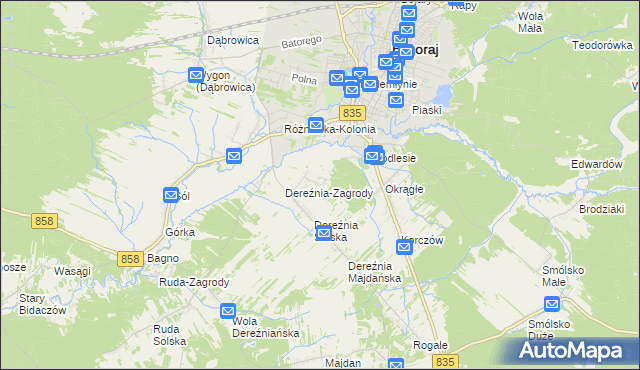 mapa Podlesie gmina Biłgoraj, Podlesie gmina Biłgoraj na mapie Targeo