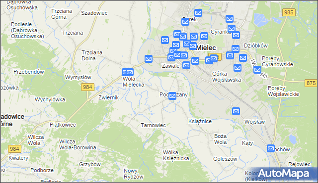 mapa Podleszany, Podleszany na mapie Targeo