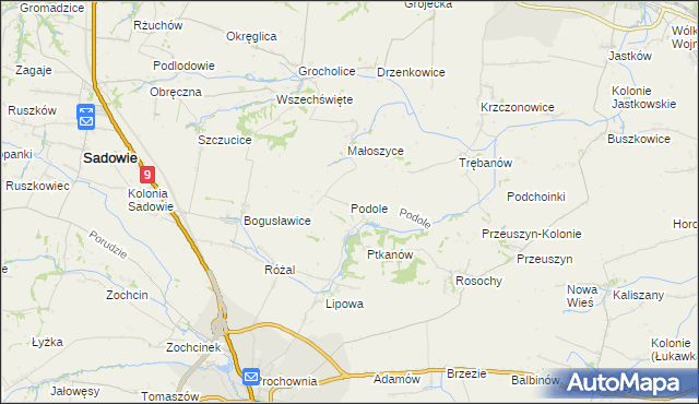 mapa Podole gmina Opatów, Podole gmina Opatów na mapie Targeo