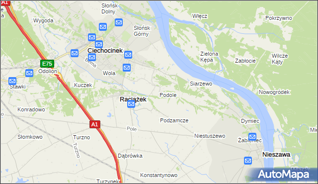 mapa Podole gmina Raciążek, Podole gmina Raciążek na mapie Targeo