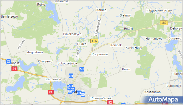 mapa Podpniewki, Podpniewki na mapie Targeo