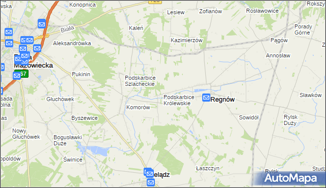 mapa Podskarbice Królewskie, Podskarbice Królewskie na mapie Targeo
