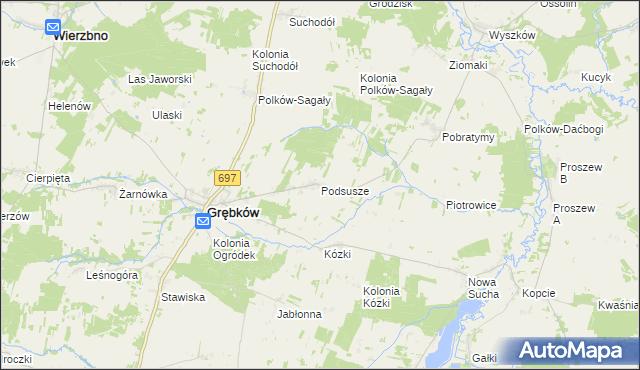 mapa Podsusze, Podsusze na mapie Targeo
