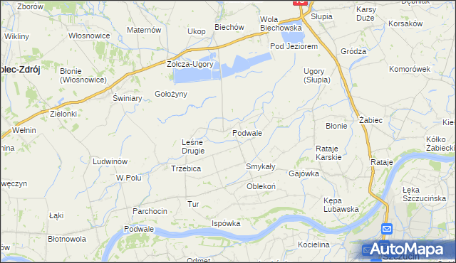 mapa Podwale gmina Pacanów, Podwale gmina Pacanów na mapie Targeo