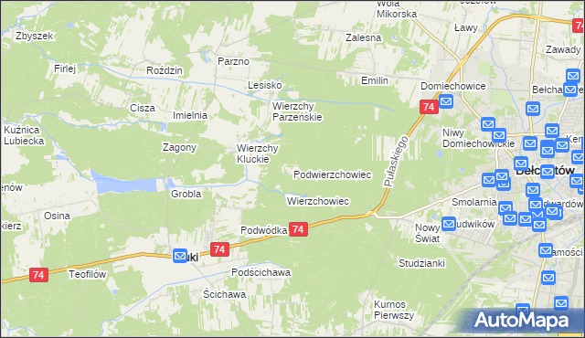 mapa Podwierzchowiec, Podwierzchowiec na mapie Targeo