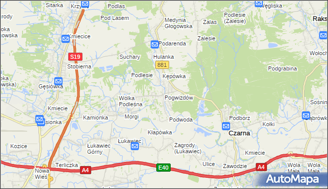 mapa Pogwizdów gmina Czarna, Pogwizdów gmina Czarna na mapie Targeo