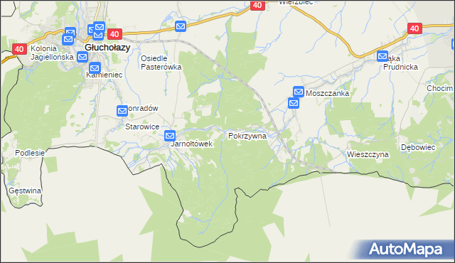 mapa Pokrzywna gmina Głuchołazy, Pokrzywna gmina Głuchołazy na mapie Targeo