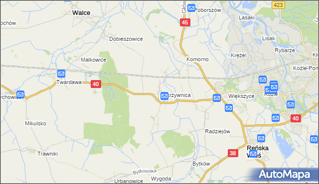 mapa Pokrzywnica gmina Reńska Wieś, Pokrzywnica gmina Reńska Wieś na mapie Targeo