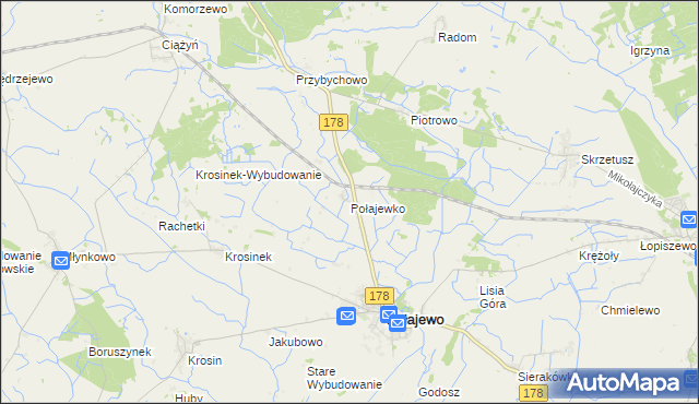 mapa Połajewko, Połajewko na mapie Targeo
