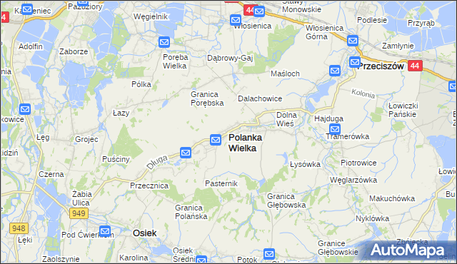 mapa Polanka Wielka, Polanka Wielka na mapie Targeo