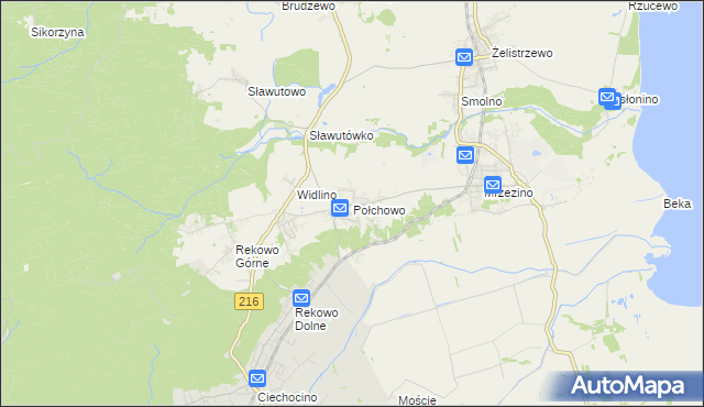 mapa Połchowo gmina Puck, Połchowo gmina Puck na mapie Targeo