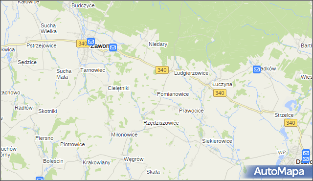 mapa Pomianowice, Pomianowice na mapie Targeo