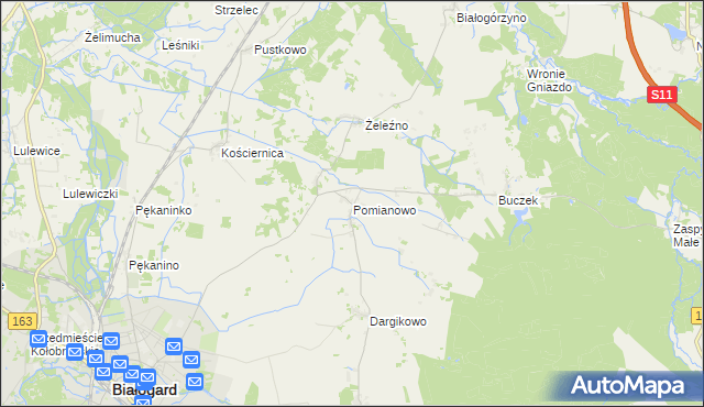 mapa Pomianowo gmina Białogard, Pomianowo gmina Białogard na mapie Targeo