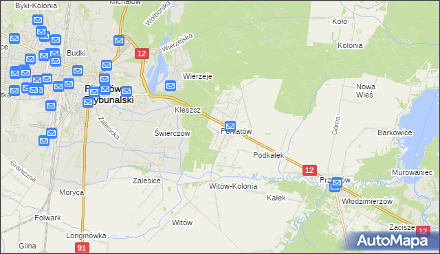 mapa Poniatów gmina Sulejów, Poniatów gmina Sulejów na mapie Targeo