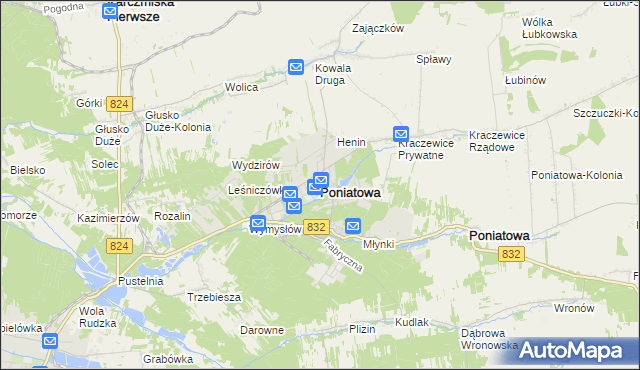 mapa Poniatowa powiat opolski, Poniatowa powiat opolski na mapie Targeo