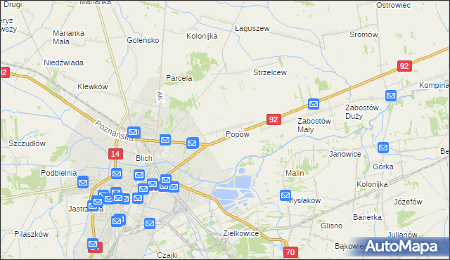 mapa Popów gmina Łowicz, Popów gmina Łowicz na mapie Targeo